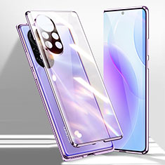 Custodia Lusso Alluminio Laterale Specchio 360 Gradi Cover per Huawei Nova 8 5G Viola