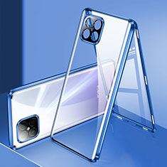 Custodia Lusso Alluminio Laterale Specchio 360 Gradi Cover per Huawei Nova 8 SE 4G Blu