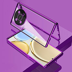 Custodia Lusso Alluminio Laterale Specchio 360 Gradi Cover per Huawei Nova Y91 Viola