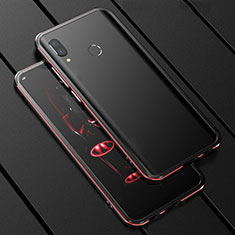 Custodia Lusso Alluminio Laterale Specchio 360 Gradi Cover per Huawei P Smart+ Plus Rosso e Nero