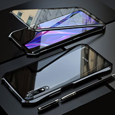 Custodia Lusso Alluminio Laterale Specchio 360 Gradi Cover per Huawei P Smart Pro (2019) Nero
