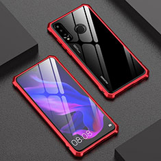 Custodia Lusso Alluminio Laterale Specchio 360 Gradi Cover per Huawei P30 Lite New Edition Rosso