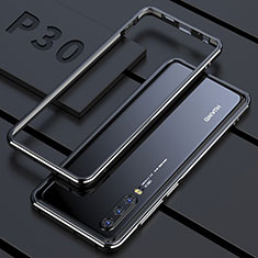 Custodia Lusso Alluminio Laterale Specchio 360 Gradi Cover per Huawei P30 Nero