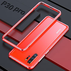 Custodia Lusso Alluminio Laterale Specchio 360 Gradi Cover per Huawei P30 Pro New Edition Rosso