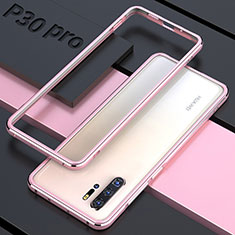 Custodia Lusso Alluminio Laterale Specchio 360 Gradi Cover per Huawei P30 Pro Oro Rosa