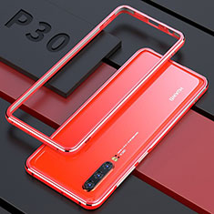 Custodia Lusso Alluminio Laterale Specchio 360 Gradi Cover per Huawei P30 Rosso
