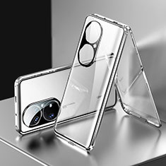 Custodia Lusso Alluminio Laterale Specchio 360 Gradi Cover per Huawei P50 Argento