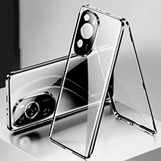 Custodia Lusso Alluminio Laterale Specchio 360 Gradi Cover per Huawei P60 Art Nero