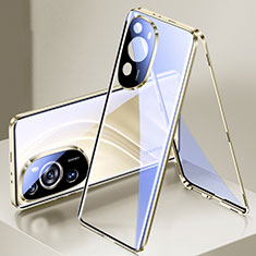 Custodia Lusso Alluminio Laterale Specchio 360 Gradi Cover per Huawei P60 Art Oro