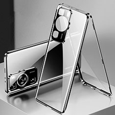 Custodia Lusso Alluminio Laterale Specchio 360 Gradi Cover per Huawei P60 Pro Nero