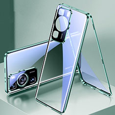 Custodia Lusso Alluminio Laterale Specchio 360 Gradi Cover per Huawei P60 Pro Verde