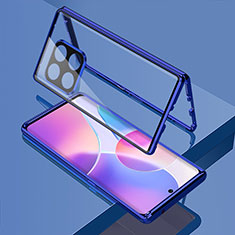 Custodia Lusso Alluminio Laterale Specchio 360 Gradi Cover per OnePlus 10 Pro 5G Blu