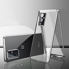 Custodia Lusso Alluminio Laterale Specchio 360 Gradi Cover per OnePlus 9 5G Argento