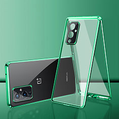 Custodia Lusso Alluminio Laterale Specchio 360 Gradi Cover per OnePlus 9 5G Verde