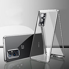 Custodia Lusso Alluminio Laterale Specchio 360 Gradi Cover per OnePlus 9 Pro 5G Argento
