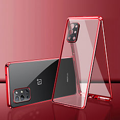 Custodia Lusso Alluminio Laterale Specchio 360 Gradi Cover per OnePlus 9RT 5G Rosso