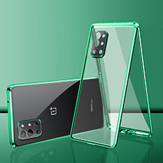 Custodia Lusso Alluminio Laterale Specchio 360 Gradi Cover per OnePlus 9RT 5G Verde