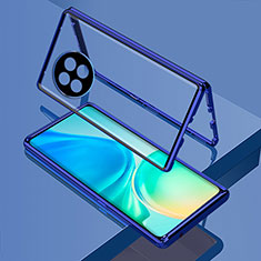 Custodia Lusso Alluminio Laterale Specchio 360 Gradi Cover per OnePlus Ace 2 5G Blu
