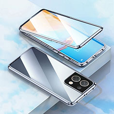 Custodia Lusso Alluminio Laterale Specchio 360 Gradi Cover per OnePlus Ace 2V 5G Argento