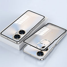 Custodia Lusso Alluminio Laterale Specchio 360 Gradi Cover per OnePlus Nord CE 3 5G Argento