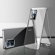Custodia Lusso Alluminio Laterale Specchio 360 Gradi Cover per OnePlus Nord N300 5G Argento