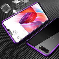 Custodia Lusso Alluminio Laterale Specchio 360 Gradi Cover per Oppo A12e Viola