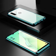 Custodia Lusso Alluminio Laterale Specchio 360 Gradi Cover per Oppo A31 Verde