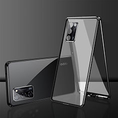 Custodia Lusso Alluminio Laterale Specchio 360 Gradi Cover per Oppo A55 5G Nero