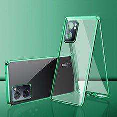 Custodia Lusso Alluminio Laterale Specchio 360 Gradi Cover per Oppo A56S 5G Verde