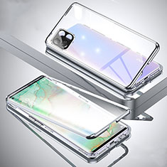 Custodia Lusso Alluminio Laterale Specchio 360 Gradi Cover per Oppo A72 5G Argento