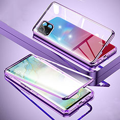 Custodia Lusso Alluminio Laterale Specchio 360 Gradi Cover per Oppo A72 5G Viola