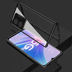 Custodia Lusso Alluminio Laterale Specchio 360 Gradi Cover per Oppo A78 5G Nero