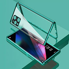 Custodia Lusso Alluminio Laterale Specchio 360 Gradi Cover per Oppo Find X3 5G Verde