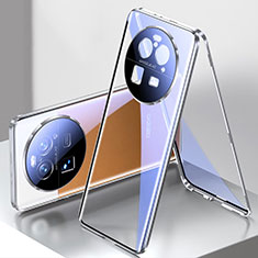 Custodia Lusso Alluminio Laterale Specchio 360 Gradi Cover per Oppo Find X6 Pro 5G Argento
