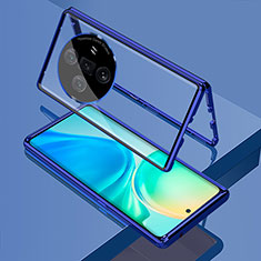 Custodia Lusso Alluminio Laterale Specchio 360 Gradi Cover per Oppo Find X7 Ultra 5G Blu