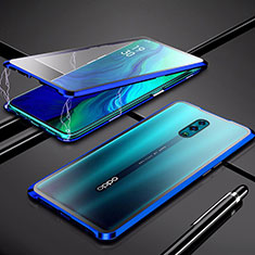 Custodia Lusso Alluminio Laterale Specchio 360 Gradi Cover per Oppo K3 Blu