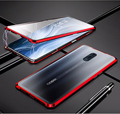 Custodia Lusso Alluminio Laterale Specchio 360 Gradi Cover per Oppo Realme X Rosso