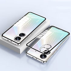 Custodia Lusso Alluminio Laterale Specchio 360 Gradi Cover per Realme 10 Pro+ Plus 5G Argento