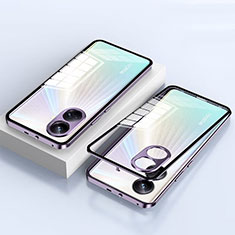 Custodia Lusso Alluminio Laterale Specchio 360 Gradi Cover per Realme 10 Pro+ Plus 5G Viola