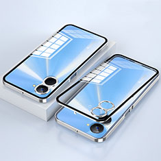 Custodia Lusso Alluminio Laterale Specchio 360 Gradi Cover per Realme 10S 5G Argento