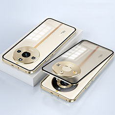 Custodia Lusso Alluminio Laterale Specchio 360 Gradi Cover per Realme 11 Pro 5G Oro