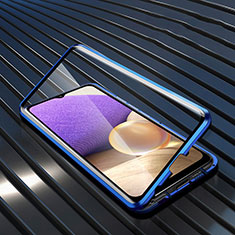 Custodia Lusso Alluminio Laterale Specchio 360 Gradi Cover per Realme 9 4G Blu