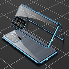 Custodia Lusso Alluminio Laterale Specchio 360 Gradi Cover per Realme GT Master Explorer 5G Blu