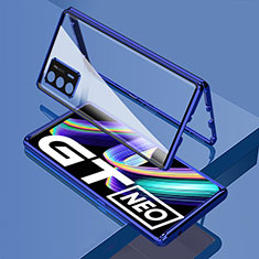 Custodia Lusso Alluminio Laterale Specchio 360 Gradi Cover per Realme GT Neo 2T 5G Blu