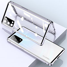 Custodia Lusso Alluminio Laterale Specchio 360 Gradi Cover per Realme Q2 Pro 5G Argento
