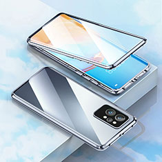 Custodia Lusso Alluminio Laterale Specchio 360 Gradi Cover per Realme Q5 Pro 5G Argento
