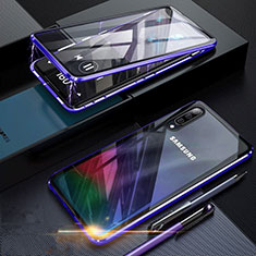 Custodia Lusso Alluminio Laterale Specchio 360 Gradi Cover per Samsung Galaxy A70S Blu