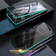 Custodia Lusso Alluminio Laterale Specchio 360 Gradi Cover per Samsung Galaxy A90 4G Verde