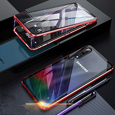 Custodia Lusso Alluminio Laterale Specchio 360 Gradi Cover per Samsung Galaxy A90 5G Rosso