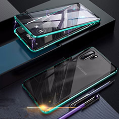 Custodia Lusso Alluminio Laterale Specchio 360 Gradi Cover per Samsung Galaxy Note 10 Plus Verde
